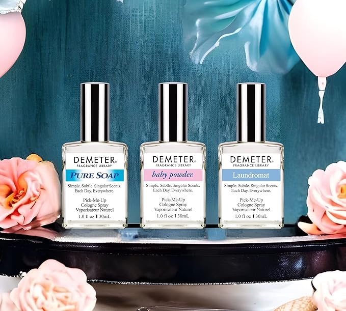 DEMETER Fresh And Clean Collection Set of 3 Unique Perfumes For Women Baby Powder Pure Soap Laundromat 1 Oz Each