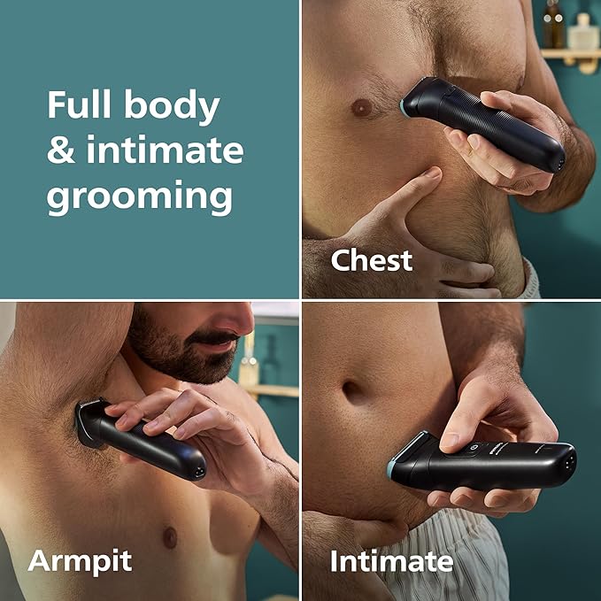 Philips Norelco Body Groomer 5000 Series Intimate Hair Trimmer &amp Shaver for Men with Dual 100% Showerproof Full Body Shave &amp Trim Heads and Two Bi-Directional Body Hair Combs BG5495/50