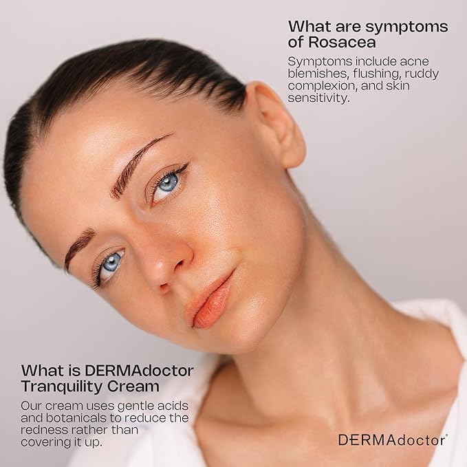 DERMAdoctor Redness &amp Itchy Skin Relief Calm Cool + Corrected Tranquility Cream for Sensitive Skin | moisturizing face cream Hydration with Squalane &amp Hyaluronic Acid White Tea Extract ? 1.7oz