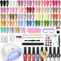 Clara Colors 32 Colors 14ml Gel Nail Polish Kit All In One Gel Polish Set with Base Matte Glossy Top Coat Tools Nails Art Decorations Salon Gel Polish Starter Kit Full Cover Natural