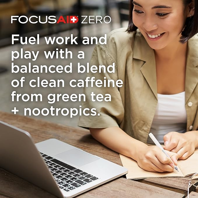 FOCUSAID ZERO SUGAR Nootropics Blend Alpha-GPC GABA 100mg Natural Caffeine from Green Tea Yerba Mate Vitamin B-Complex Keto-Friendly No Artificial Sweeteners 12 Fl Oz (Pack of 12)