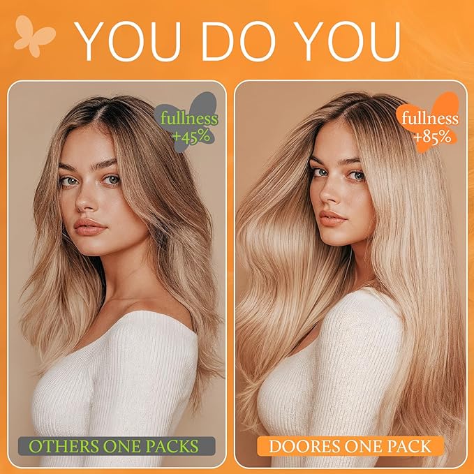 DOORES Clip in Human Hair Extensions Light Ash Brown to Ash Blonde 100g 7pcs 14 Inch Remy Hair Extensions Straight Natural Thick