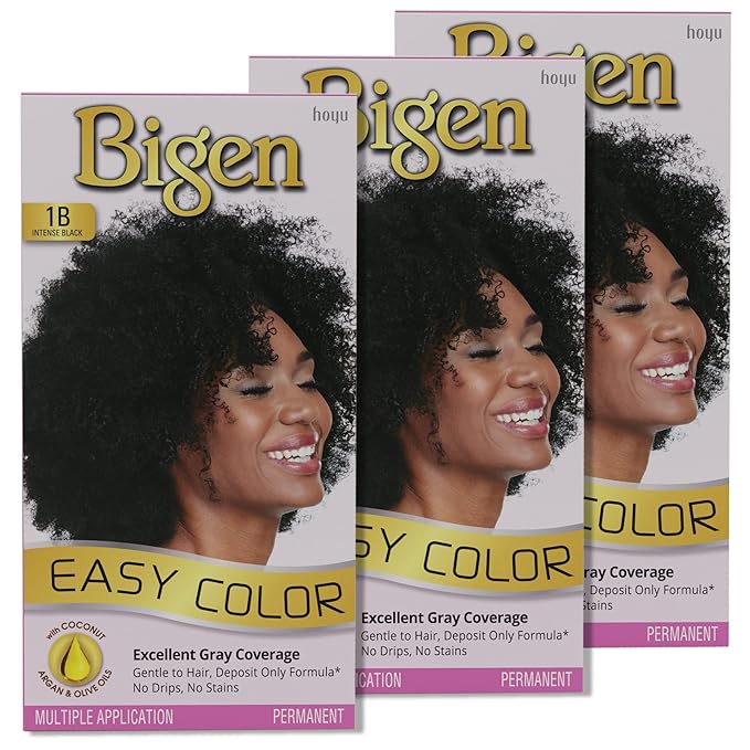 1B Bigen Easy Color for Women Intense Black-New Formula New Look - 3 Pack