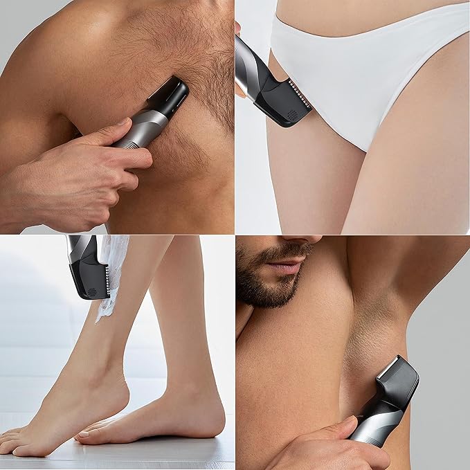 Panasonic Body Groomer for Men and Women Unisex Wet/Dry Cordless Electric Body Hair Trimmer with 2 Comb Attachments Multi-Directional Shaving in Sensitive Areas - ER-GK80-S (Black)