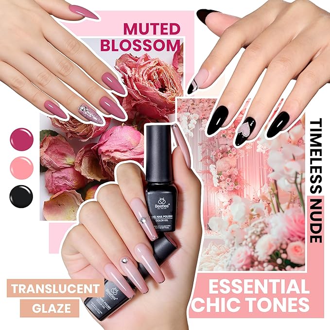 Beetles Gel Nail Polish Set - Chroma Dreams 100 Colors Polish Kit Pink Blue Orange Purple Fall Winter Gel Nail Colors with 5Pcs Base Top Coat Soak off UV Gel