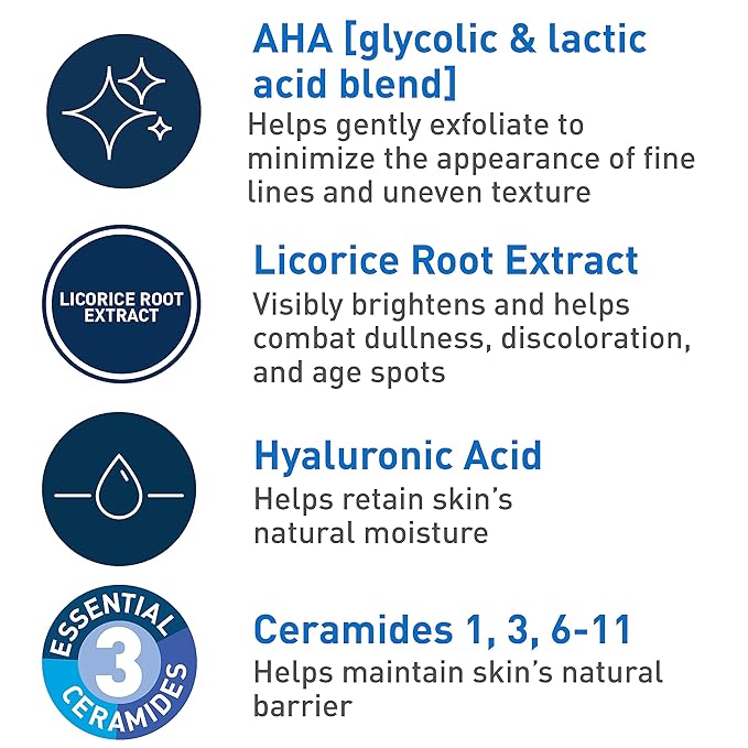 CeraVe Skin Renewing Nightly Exfoliating Treatment Anti Aging Serum With 5% Blend Of Glycolic Acid &amp Lactic Acid Wrinkles &amp Dark Spot Corrector For Face Exfoliating Gel 1.7 Oz