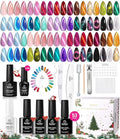 Beetles Stellar Sonata Cat Eye Gel Nail Polish Set - 36 Colors Christmas Gel Nail Kit Magnetic Red Green Purple Brown Burgundy Base Glossy Matte Top Coat Soak off UV Salon Nail Art Gift for Women