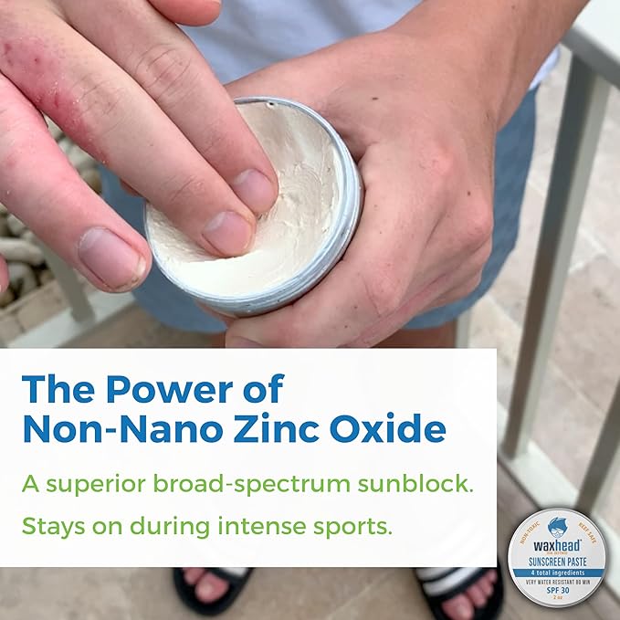 Waxhead Zinc Oxide Sunscreen Face &amp Nose - Sensitive Skin Safe SPF 30 Reef Safe Physical Visible Protection for Acne Prone Skin Waterproof Natural Mineral Sunscreen for Kids &amp Adults (White