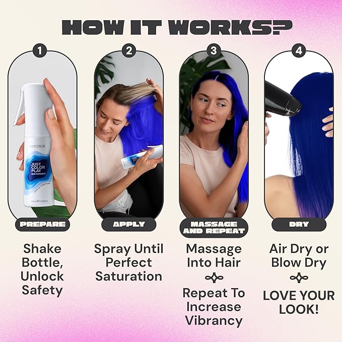 Just Color Hair Dye Spray | Semi-Permanent | 10-Minute Process | Custom Color Options | Clementine Orange | Leave in Conditioner | Ammonia &amp PPD Free | Lasts 8-12 Washes | Pack of 2