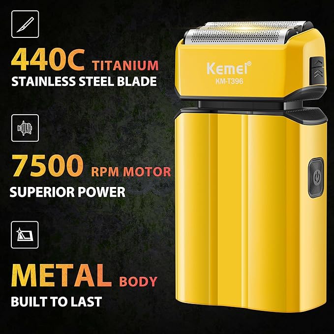 KEMEI Electric Razor for MenShaversFoil ShaverMens Electric Razors for Shaving Face/Beard Men's Electric ShaversCordlessUSB-C Fast RechargeableClose ShaveTravel/Home/BarberKEMEI T396