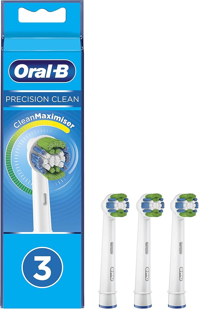 Oral-B Clean Maximiser Precision Clean Electric Toothbrush Heads Plate Removal Pack of 3 White
