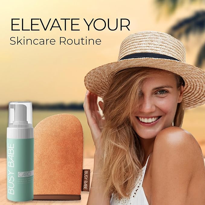 Golder Hour Tanning Mousse Self Tanner With Mitt - Achieve a Gorgeous Flawless Tan Sun-Kissed Glow for All Skin Types and Tones Sunless Tanning Mousse for Undertone (DARK BRONZE 200ml)