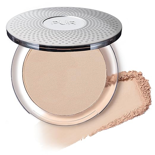 P?R MINERALS 4-in-1 Pressed Mineral Makeup Powder Foundation with SPF 15 - Concealer &amp Finishing Compact Pressed Powder for Face - Buildable Medium to Full Coverage Foundation Powder