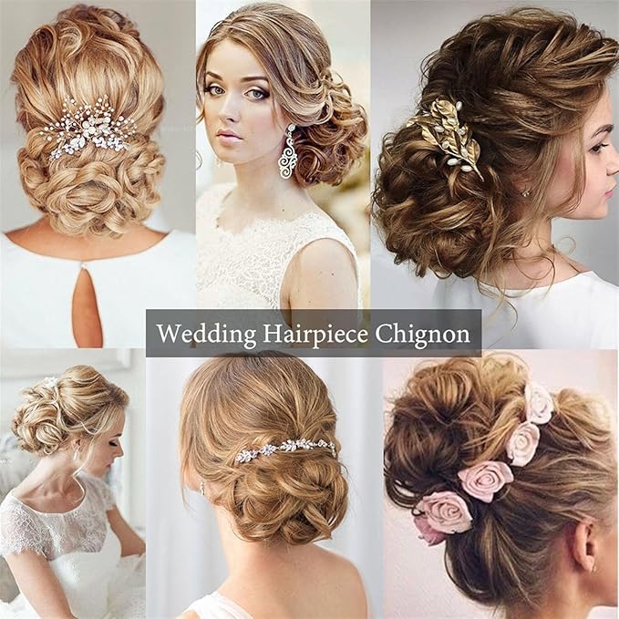 Hair Accessories Synthetic Messy Bun Wig Hair Pieces Wavy Curly Bun Ponytail Hair Extensions Bun Hair Comb Women Bun Wig Hair Pieces For Women(Red)