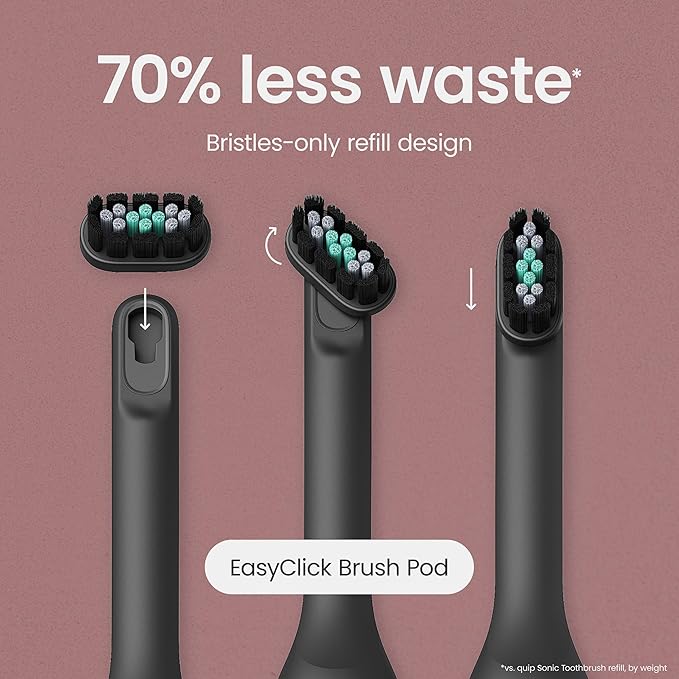 Quip Ultra Next Generation Smart Toothbrush - Timed Electric Toothbrush with Case - Replaceable Brush Head Soft Bristles Silicone Handle 30-Day Battery Life - Travel Toothbrush - Eclipse