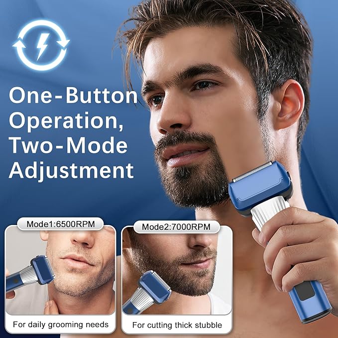 Electric Razor for Men 2-Speed 5-Blade Electric Shavers for Men Face Cordless Rechargeable Mens Foil Shaver Shaving Machine Wet Dry Men's Travel Razors for Man Close Shaving Face as Gift Blue