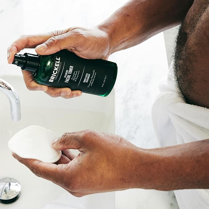 Brickell Men's Daily Elite Face Care Routine I Toner Gel Facial Wash Face Scrub Anti-Aging Night Cream Eye Cream Charcoal Mask and Moisturizer Natural and Organic Scented