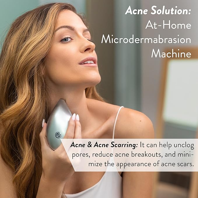 Microderm GLO Diamond Microdermabrasion Machine and Suction Tool - Clinical Micro Dermabrasion Kit for Anti Aging Advanced Home Facial Treatment System Blackhead Remover &amp Exfoliator for Acne Sc