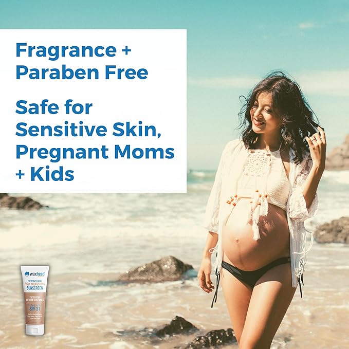Waxhead Tinted Mineral Sunscreen for Face ? Sheer Glow BB Cream Moisturizer with SPF?31 Non-Nano Zinc Oxide Unscented Non?Comedogenic Mineral Facial Sunscreen Wear under Makeup (Medium Tint 4oz)