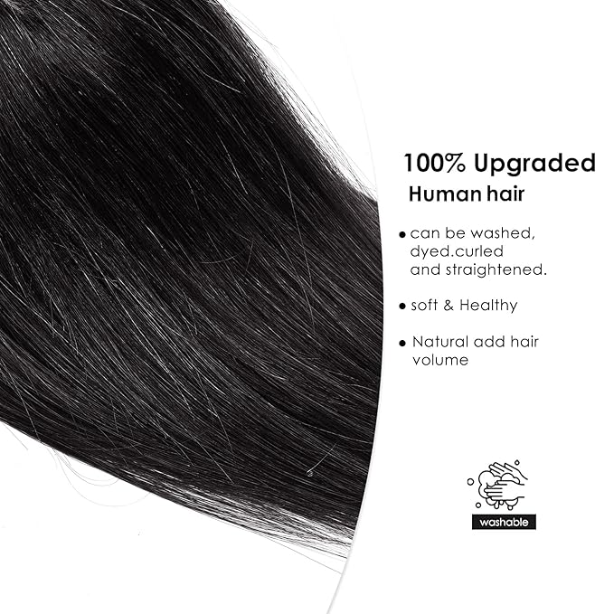 HAIRCUBE 100% Real Human Hair Toppers with Bangs 150% Density Silk Base Clip in Topper Top Hair Pieces for Women with Thinning Hair/Hair Loss Cover Gray Hair 10 Inch 1B# 35g