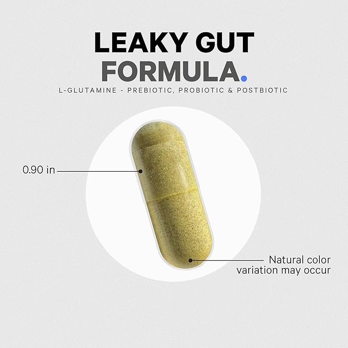 Codeage Leaky Gut Supplement L-Glutamine N-Acetylglucosamine Probiotic Butyric Acid Polyphenols Quercetin DGL Marshmallow Root Berberine BioPerine Cinnamon Vegan Non-GMO 60 Capsules