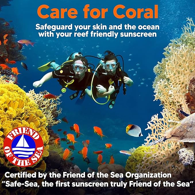 Safe Sea Zinc Oxide Sunscreen SPF50 | Clear Mineral Face Sunscreen Without White Cast | Anti-Jellyfish Sting Protective Lotion | Coral Reef Safe | Travel Size - 2Oz (60ml) Pack of 3