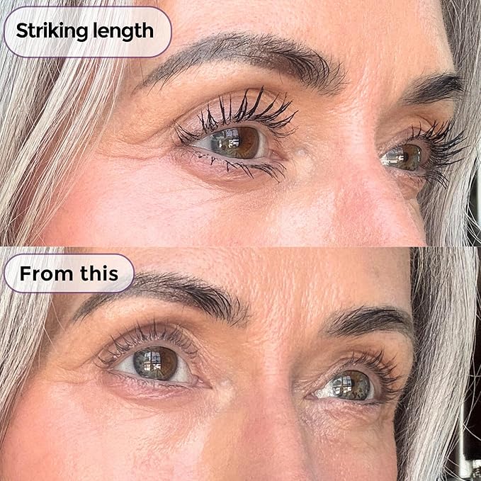 Rumi Cosmetiques VolumeCare+ Mascara For Mature Women - Extreme Length and Volume 2-in-1 Formula - No Clumps or Flaking Long-Wearing Hypoallergenic Mascara For Sensitive Eyes (Natural Black)