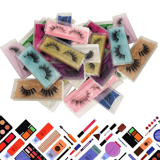 Lashes Bulk Christmas Gifts Mikiwi 30 Pack Eyelashes 12-20mm 5D Fake Mink Eyelashes Wholesale Fluffy Natural Volume Eye Lashes Individual Package Faux Mink Lashes Wholesale