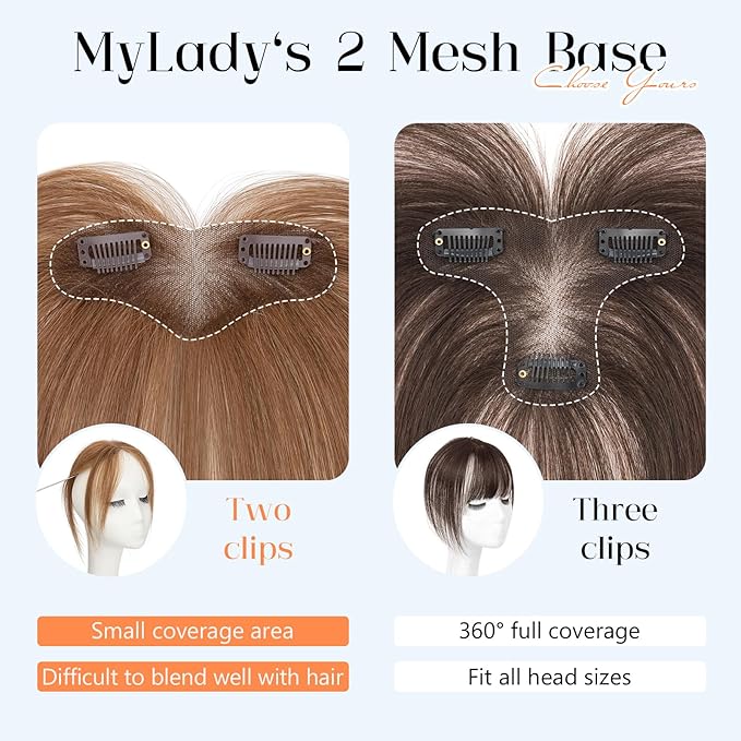 MY-LADY Clip In Bangs Human Hair Bangs 100% Real Human Hair Clip on Wispy Bangs Fringe with Temples Hairpieces for Women(light brown)