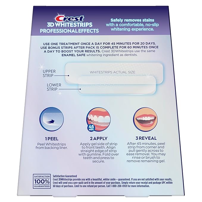 Crest 3D Whitestrips Professional Effects ? Teeth Whitening Kit 22 Treatments (20 + 2 Bonus) Each with 1 Upper/1Lower 44 Strips ? Crest 3DWhite Teeth Whitening Strips