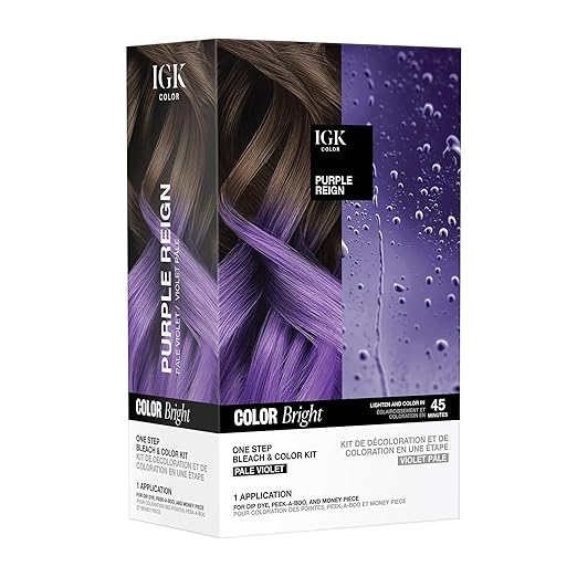 IGK Color Bright One Step Bleach &amp Color Kit for Accent Pieces ICE BREAKER- Cool Blonde | One-Step Color Processing + Replenishes + Hydrates | Vegan + Cruelty Free + Ammonia Free | 4 Oz