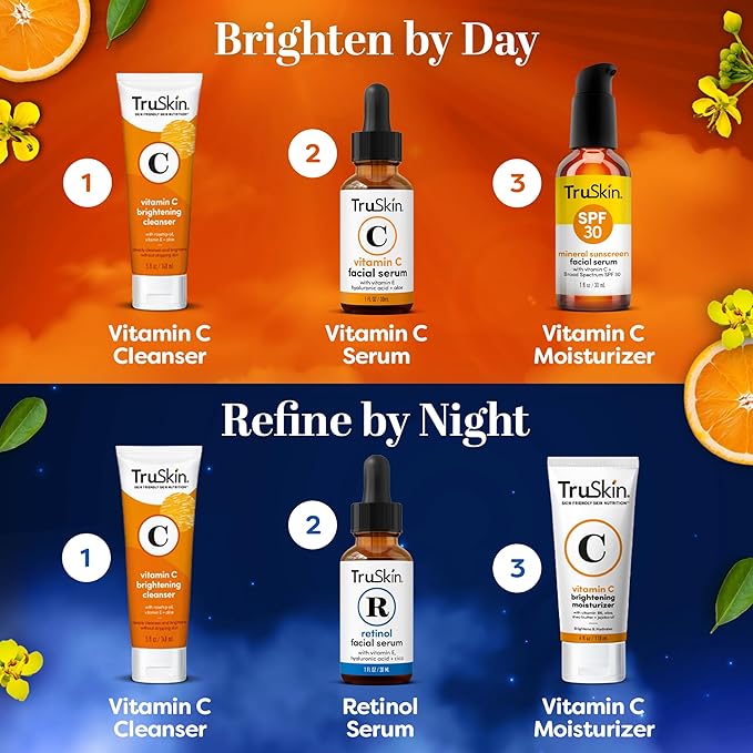 TruSkin Face Serum Duo ? Vitamin C &amp Retinol Serum for Face ? Anti-Aging Skin Care Gift Set for Women ? Helps Improve Appearance of Fine Lines &amp Wrinkles for Smoother Looking Skin 1 Fl Oz 2