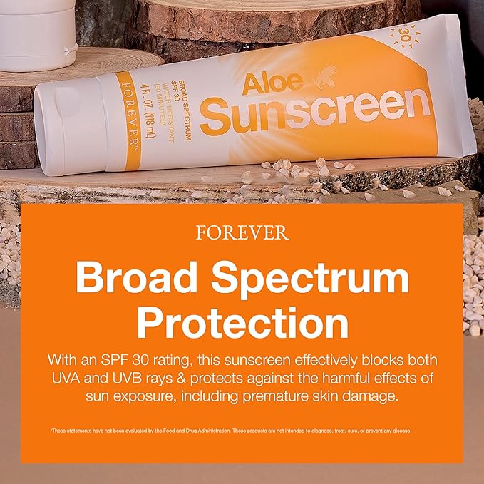 Forever Living - Aloe Sunscreen SPF 30 - with Aloe Vera Water-Resistant Broad Spectrum UVA and UVB Defense 4 fl oz