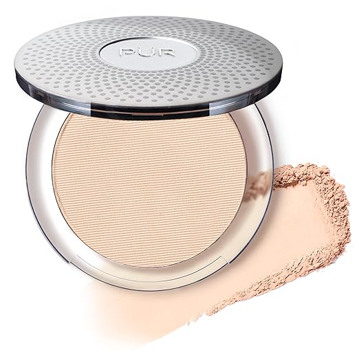 P?R MINERALS 4-in-1 Pressed Mineral Makeup Powder Foundation with SPF 15 - Concealer &amp Finishing Compact Pressed Powder for Face - Buildable Medium to Full Coverage Foundation Powder