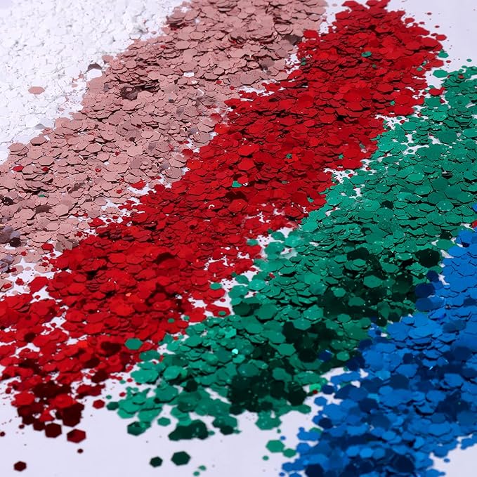 Ceya Chunky Glitter Set 32 Colors 11.28 oz/ 320g Craft Glitter Powder Mixed Chunky Fine Sparkle Flakes Each 15ml Iridescent Nail Sequins for Epoxy Resin Nail Art Tumbler Slime Festival Decor