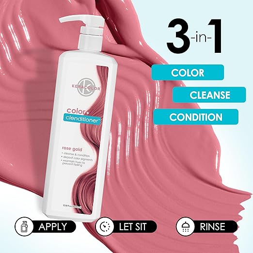 Keracolor Color + Clenditioner 3-in-1 Color-Depositing Conditioner Gentle Cleansing Conditioner Infusing Semi-Permanent Hair Color 9 Shades 33.8 Fl Oz