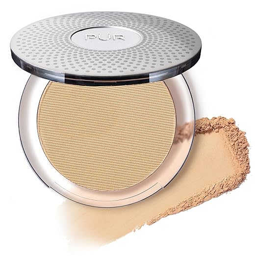 P?R MINERALS 4-in-1 Pressed Mineral Makeup Powder Foundation with SPF 15 - Concealer &amp Finishing Compact Pressed Powder for Face - Buildable Medium to Full Coverage Foundation Powder