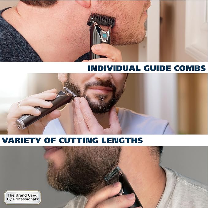 WAHL USA Stainless Steel Lithium Ion 2.0+ Slate Beard Trimmer for Men - Electric Shaver Nose Ear Trimmer Rechargeable All in One Men's Grooming Kit - Model 9864