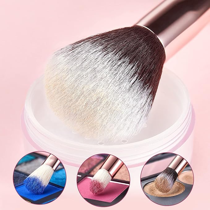 Jessup Makeup Brushes Labeled Makeup Brush Set Premium Synthetic and Natural Hair Foundation Powder Concealer Eyeshadow Blending 15pcs Brush Kit Rose Gold/Black T160