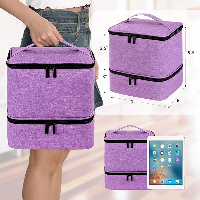 Travel Nail Polish Organizer Holds 30 Bottles (15ml) Double-layer Nail Polish Carrying Case Large Capacity Portable Storage Bag for Nail Varnish and Manicure Set