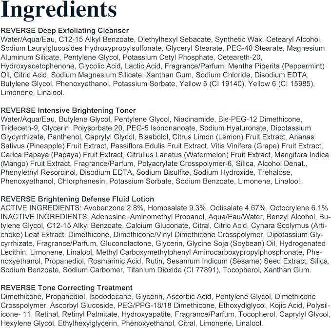Rodan + Fields Reverse Regimen: Cleanser Toner Lotion SPF 50 &amp Treatment | Daily Moisturizer | Contains Vitamin C &amp Retinol | Skincare Sets &amp Kits | Face Wash for Women | Self Care