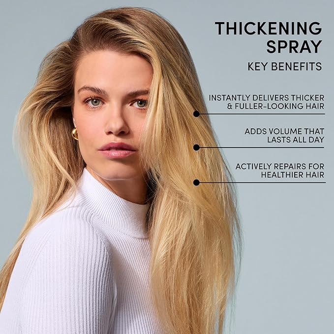 OUAI Hair Thickening Spray - Thickening &amp Volumizing Spray for Instantly Thicker Fuller-Looking Hair - Protects Strengthens &amp Repairs with Amaranth Peptide &amp Amino Acids (6 Fl Oz)