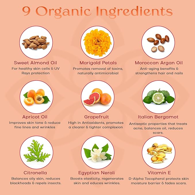 SAFA Citruse Oil for Face Hair Nail with Vitamin C E &amp A for Scars Stretch Marks - Orange Body Oil Fragrance - After Shower Body Oil - All Skin Types Non Comedogenic - 4 Fl Oz