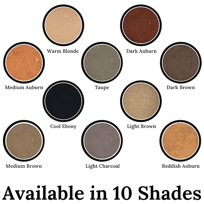 Natural Eyebrow Powder Kit - Mica Brow Makeup With Professional Angled Brush - 10 Natural Shades - No Parabens or Chemicals - Eyebrow Shaper