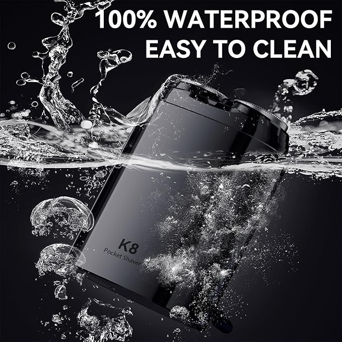Mini Electric Shaver for Men Portable Magnetic Dual-Head Rotary Pocket Electric Razor for Face IPX7 Waterproof Wet &amp Dry USB-C Rechargeable for Home Car Travel K8Black