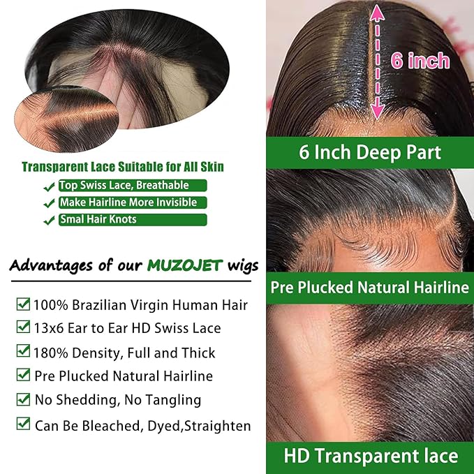Frontal Wigs Human Hair Wigs for Black Women HD Body Wave Lace Front Wigs Human Hair 13x6 Lace Front Wigs Human Hair Pre Plucked 180 Density 10A Glueless Wigs Human Hair Pre Plucked cheap wigs 24 Inch