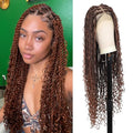 Kalyss HD Full Lace Boho Braided Wigs for Women 360 Lace Front Twist Braided Wigs with Baby Hair Brown Premium Synthetic Knotless Braid Wig 36
