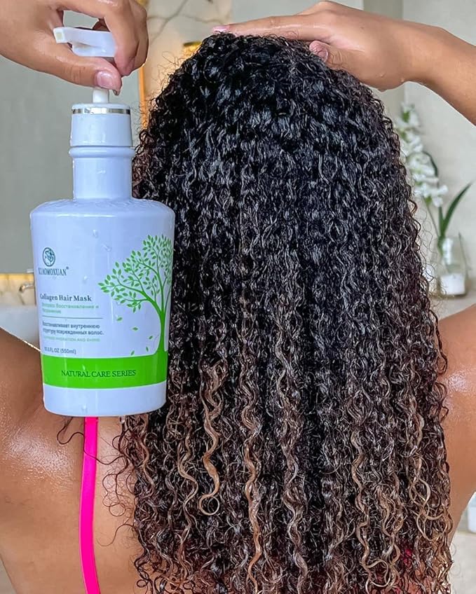 Xiaomoxuan Organic Plant-Based Collagen Hair Mask with Tea Tree Oil for Dry Damaged Frizzy Hair - Split End Repair Treatment Hydrating &amp Strengthening