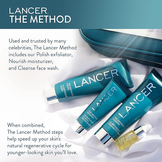 Lancer Skincare The Method Intro Kit 3-Step Anti-Aging Facial Exfoliator Cleanser and Moisturizer Kit for Glowing Skin Reveals Healthy-Looking Glowing Skin