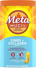 Metamucil Daily Fiber + Collagen Psyllium Husk Powder Plant Based Fiber Supplement Sugar-Free with Stevia 3-in-1 Fiber Supplement for Digestive Health Orange Flavored 90 Doses